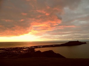 The Worms Head at sunset